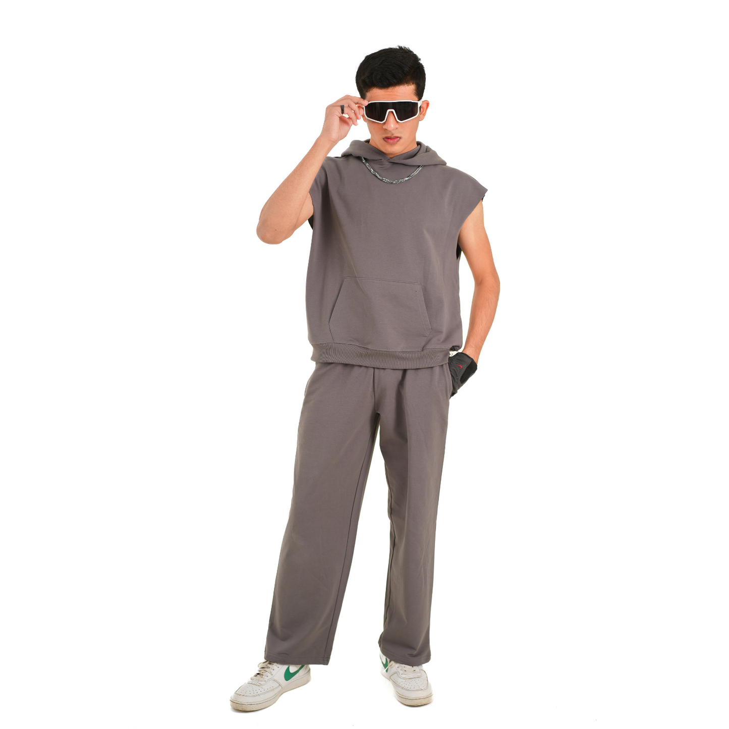 SMOKE GREY SLEEVELESS CO-ORDS