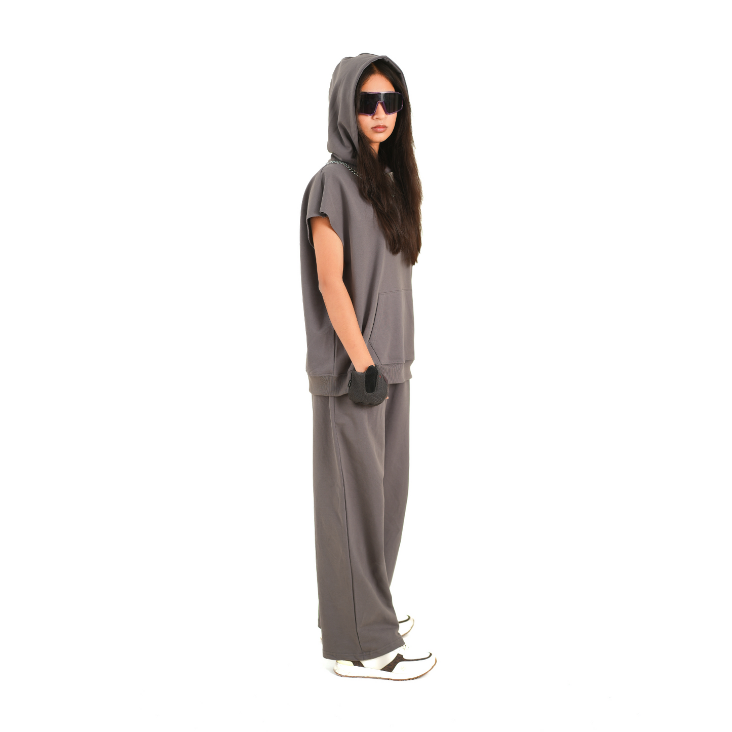 SMOKE GREY SLEEVELESS CO-ORDS