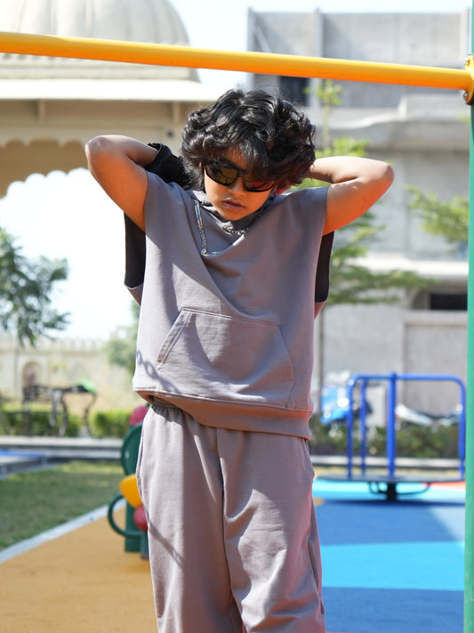 SMOKE GREY SLEEVELESS CO-ORDS